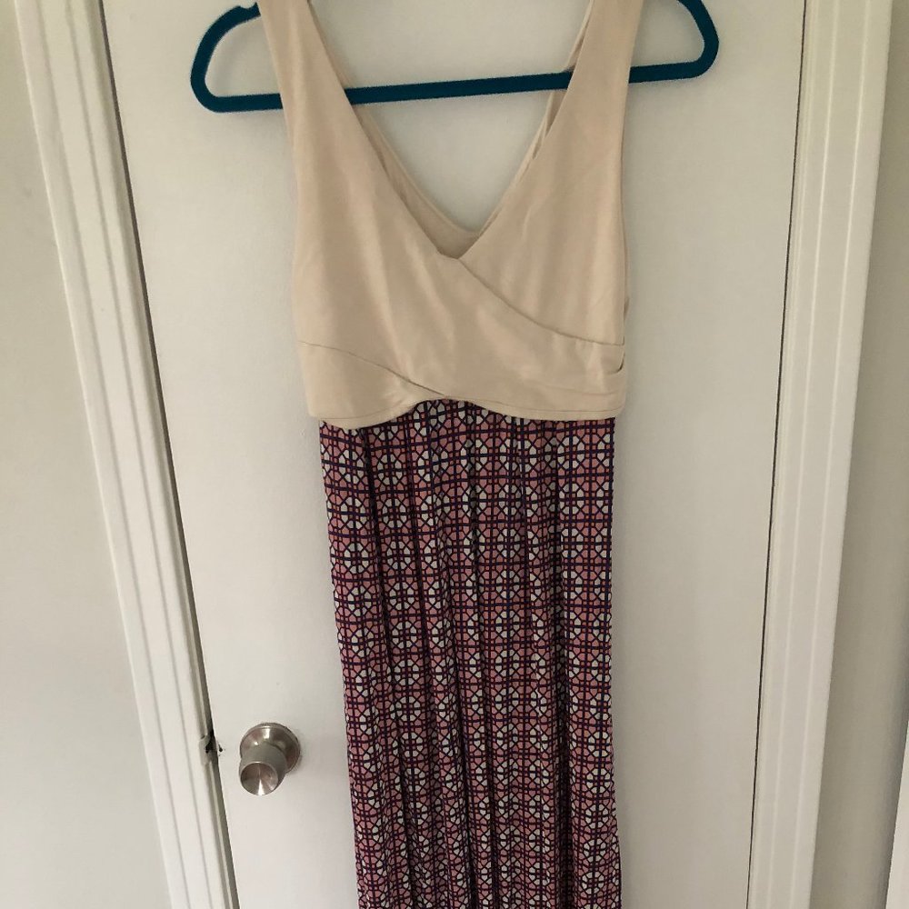 Maeve Cream + Print Tank Maxi Dress
